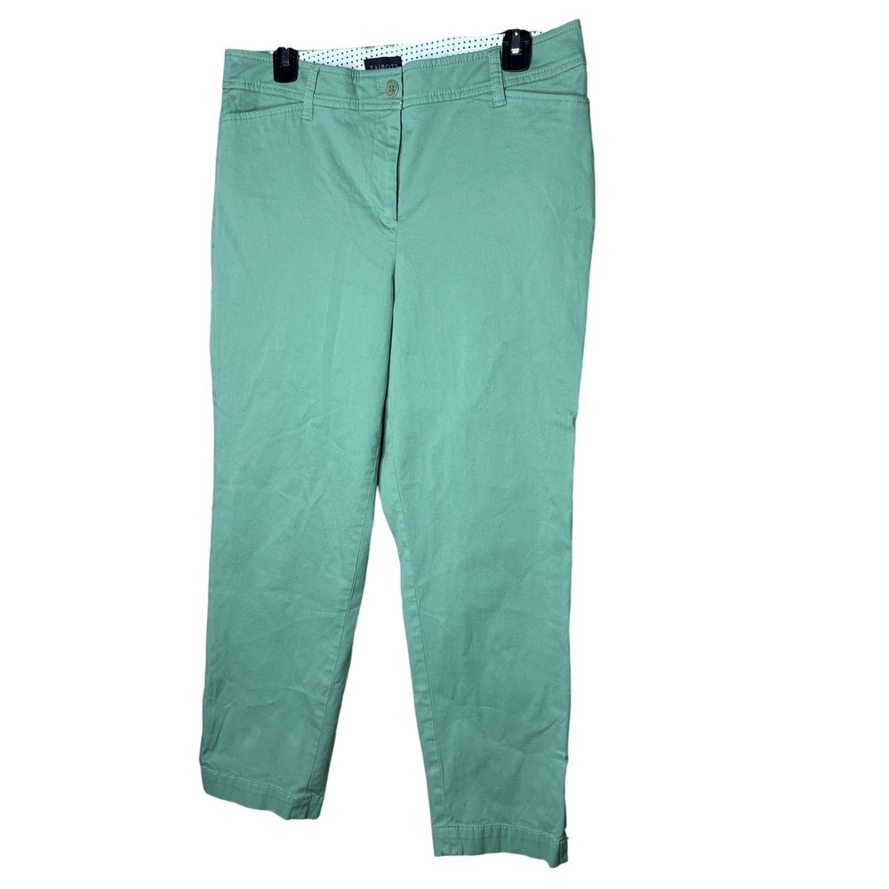 Talbots Perfect Crop Pant Womens 10 Seafoam Green Cotton Stretch Chino Trousers